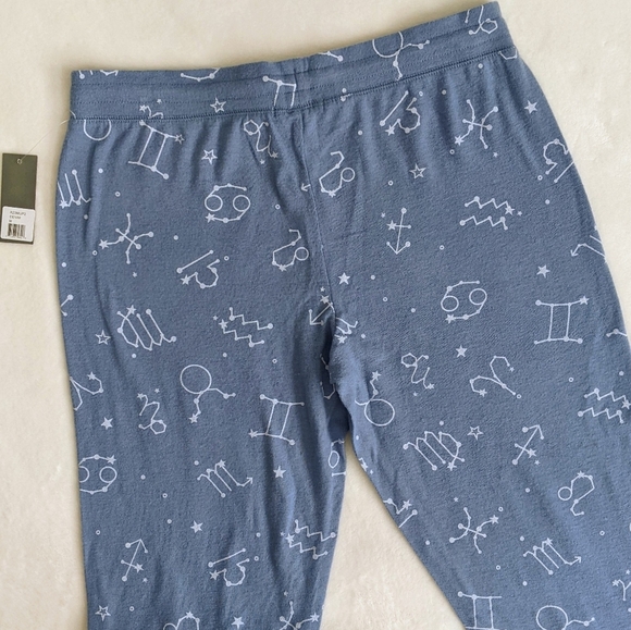 PJ Salvage Lounge Joggers Astrology Print Brushed Stretch Knit Blue White M NWT - Picture 9 of 13